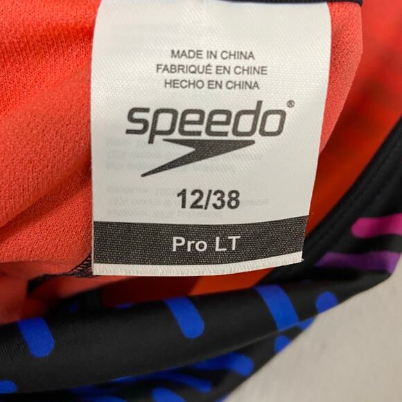 Speedo Women's Pro LT Volt Back Racing Cut Blue Pink One Piece Swimsuit 12/38 - Picture 5 of 7